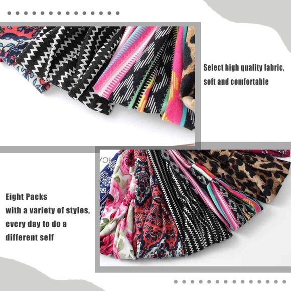 Wide Boho Cotton Headbands 8 pcs Stretchy No Slip Hairbands for Women main image 7